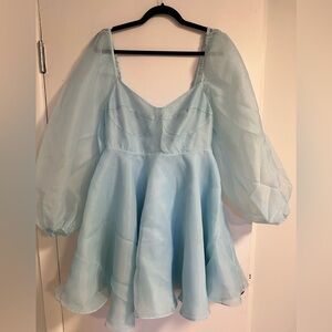 Selkie Powder Blue Organza Puff Sleeve Dress